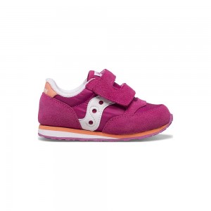 Saucony Baby Jazz Hook & Loop Sneaker Fuchsia/Coral/White | 032714-CFX