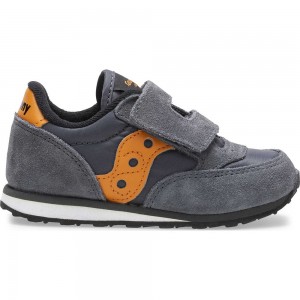 Saucony Baby Jazz Hook & Loop Sneaker Grey/Orange | 137258-QKE