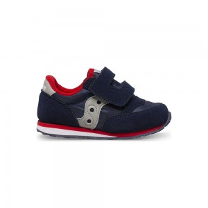 Saucony Baby Jazz Hook & Loop Sneaker Navy/Grey/Red | 274510-DVJ