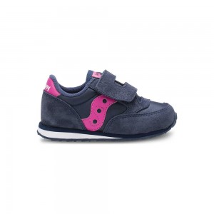 Saucony Baby Jazz Hook & Loop Sneaker Navy/Pink | 743605-JEN