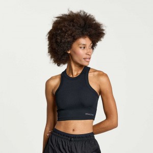 Saucony Elevate Crop Top Black | 471238-MQN