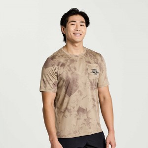 Saucony Explorer Short Sleeve Pewter Tie-Dye Print | 561972-MWP