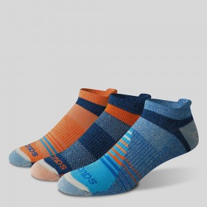 Saucony Inferno Merino Wool Blend No Show 3-Pack Sock Orange/Blue | 596820-KHO