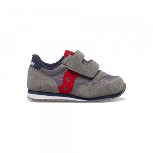 Saucony Jazz Hook & Loop Sneaker Grey/Navy/Red | 258049-IPW