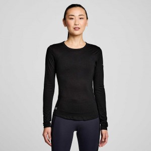 Saucony Peregrine Merino Long Sleeve Black | 061483-GQT