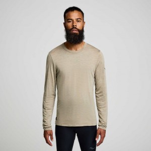 Saucony Peregrine Merino Long Sleeve Coffee Heather | 723509-ROA