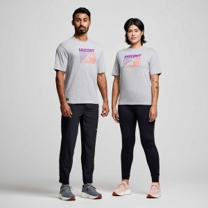 Saucony Recovery Short Sleeve Light Grey Heather Graphic | 695147-UQZ