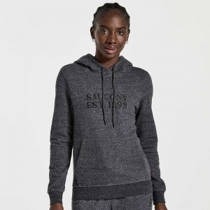 Saucony Rested Hoodie Black Heather | 567291-JSU