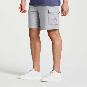 Saucony Rested Sweat Short Light Grey Heather Graphic | 947532-MWS