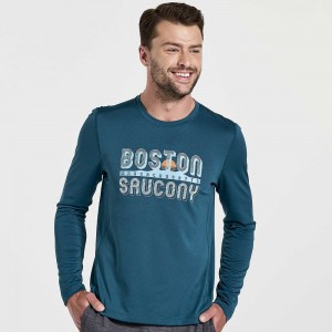 Saucony Stopwatch Graphic Long Sleeve Lagoon Graphic | 463791-CEI