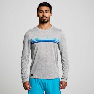 Saucony Stopwatch Graphic Long Sleeve Light Grey Heather Graphic | 975214-IYN