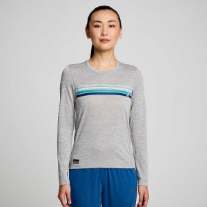 Saucony Stopwatch Graphic Long Sleeve Light Grey Heather Graphic | 453692-IXS