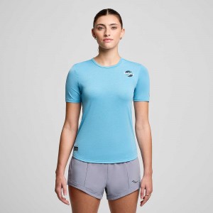 Saucony Stopwatch Graphic Short Sleeve Breeze Heather Graphic | 509164-LMG