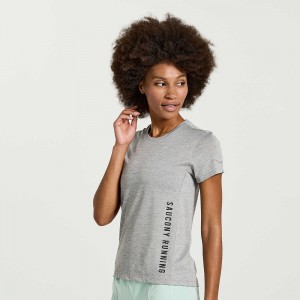 Saucony Stopwatch Graphic Short Sleeve Light Grey Heather Graphic | 815326-VMA