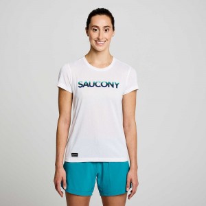 Saucony Stopwatch Graphic Short Sleeve White Graphic | 826079-VGX