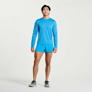 Saucony Stopwatch Long Sleeve Azure Heather | 764135-AOG