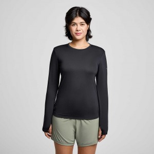 Saucony Stopwatch Long Sleeve Black | 781562-BQF