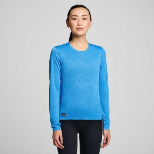 Saucony Stopwatch Long Sleeve Bluelight Heather | 728406-ZGA