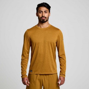 Saucony Stopwatch Long Sleeve Bronze Heather | 965437-YPJ