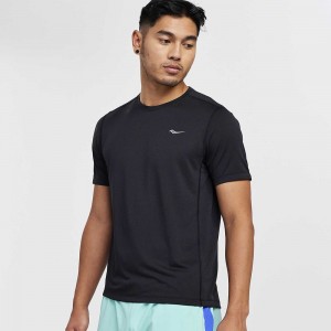 Saucony Stopwatch Short Sleeve Black | 389146-HIP