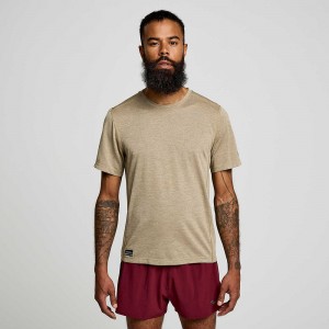 Saucony Stopwatch Short Sleeve Coffee Heather | 673259-NVH