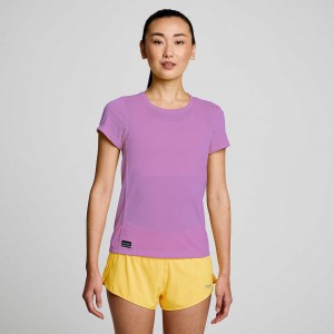 Saucony Stopwatch Short Sleeve Grape Heather | 709134-NWM