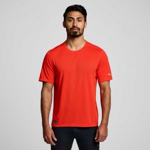 Saucony Stopwatch Short Sleeve Infrared | 349716-UNH