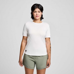 Saucony Stopwatch Short Sleeve White | 042163-WCQ