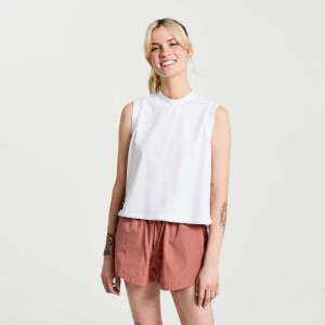 Saucony Unwind Sleeveless White | 239564-SDM