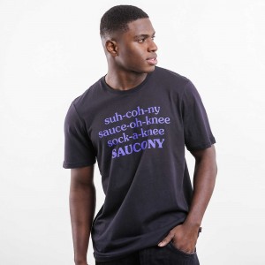 Saucony X Frank Cooke Rested T-Shirt Black | 527601-HKA