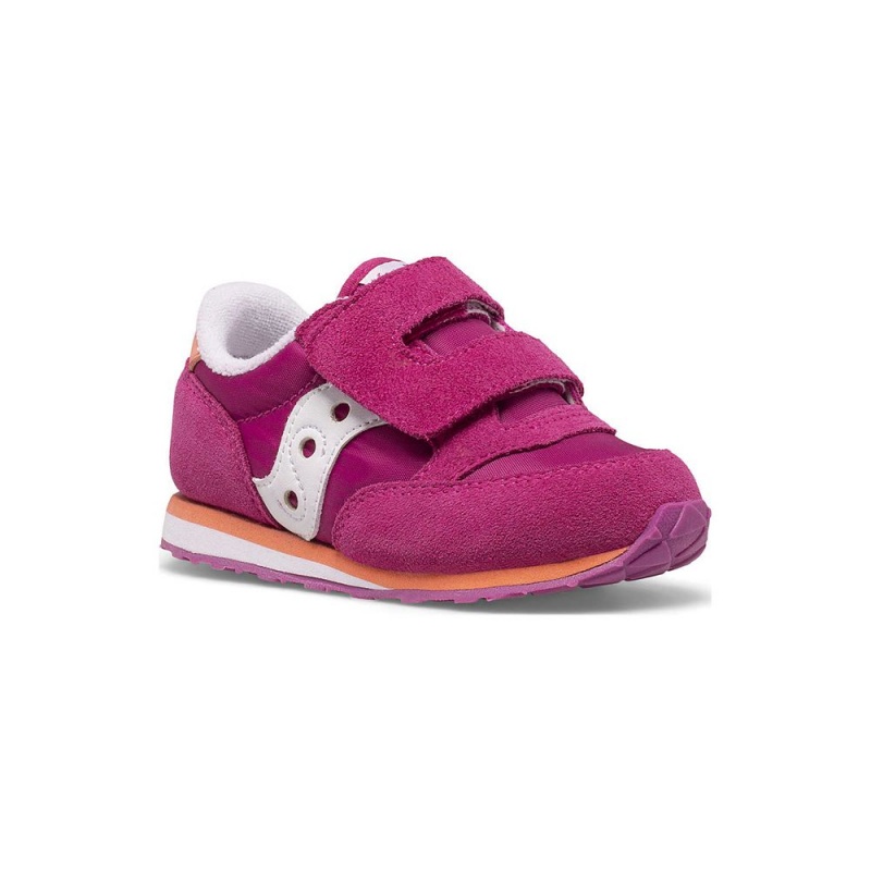 Saucony Baby Jazz Hook & Loop Sneaker Fuchsia/Coral/White | 032714-CFX