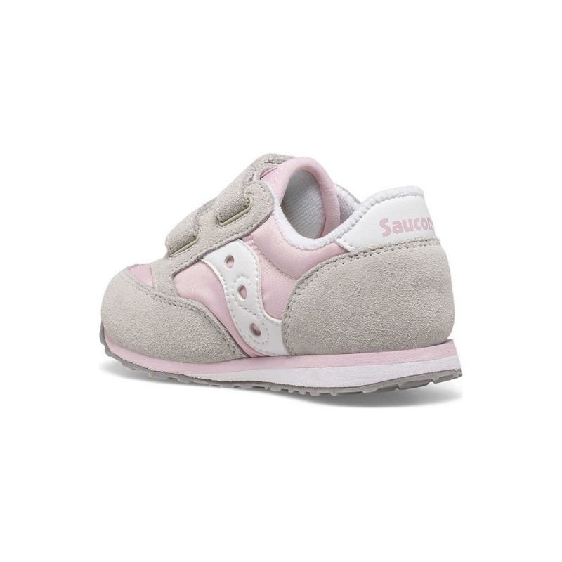 Saucony Baby Jazz Hook & Loop Sneaker Grey/Pink/White | 683795-PSD