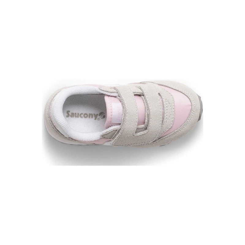 Saucony Baby Jazz Hook & Loop Sneaker Grey/Pink/White | 683795-PSD