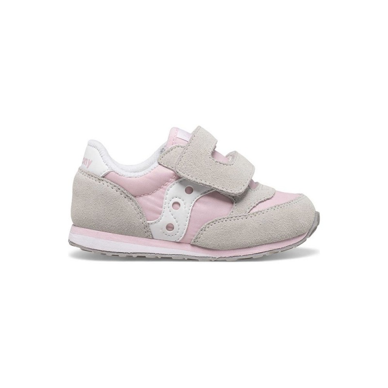 Saucony Baby Jazz Hook & Loop Sneaker Grey/Pink/White | 683795-PSD