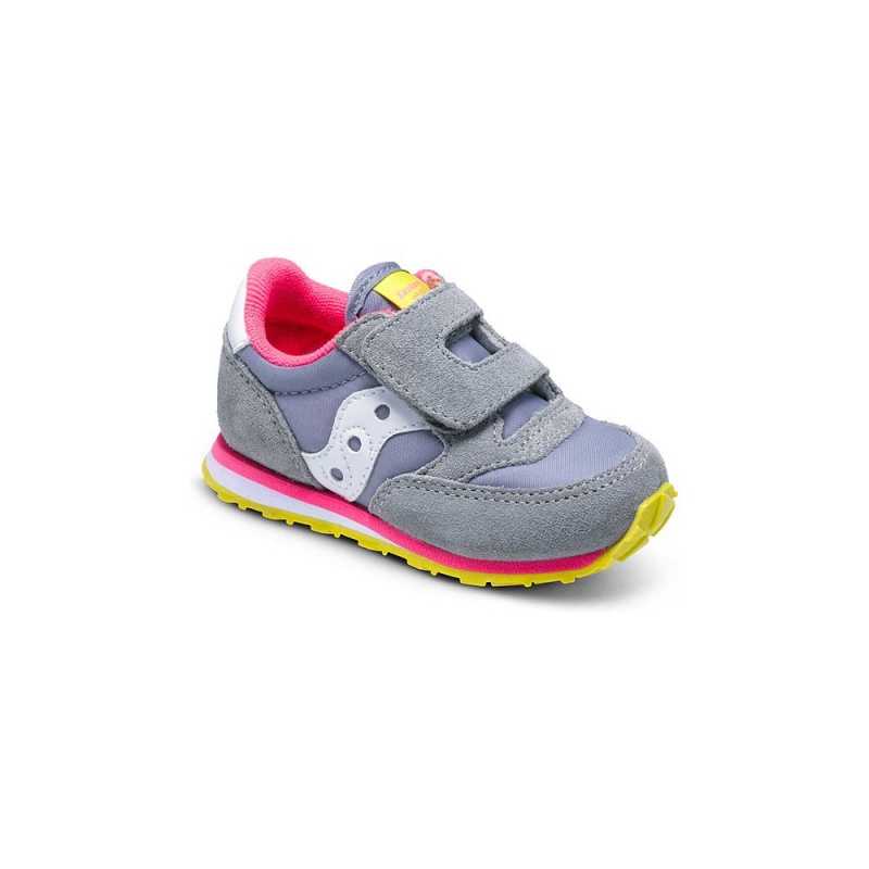 Saucony Baby Jazz Hook & Loop Sneaker Grey / Pink | 425098-SGO