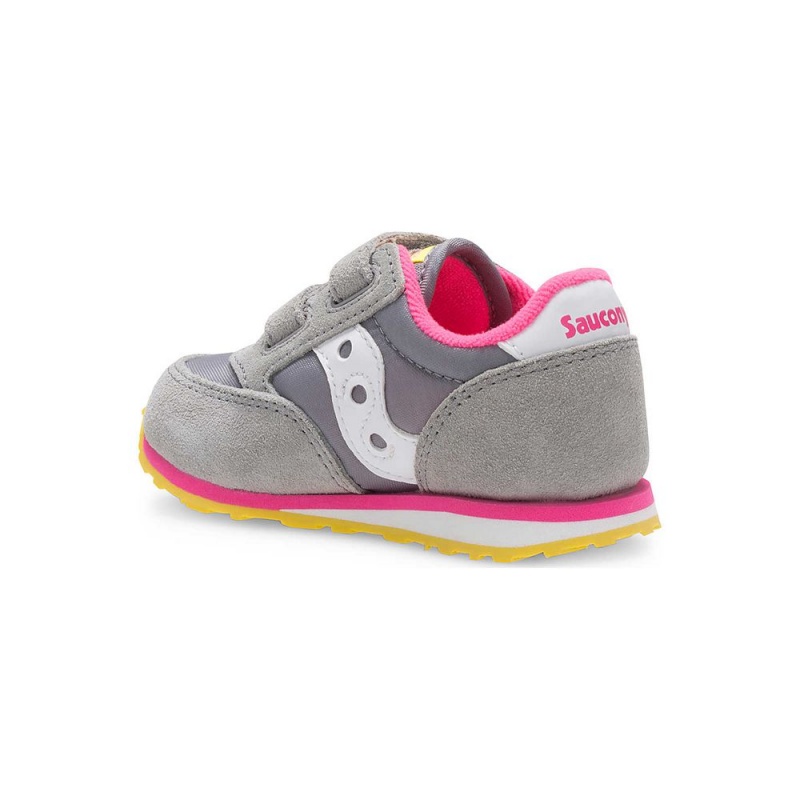 Saucony Baby Jazz Hook & Loop Sneaker Grey / Pink | 425098-SGO