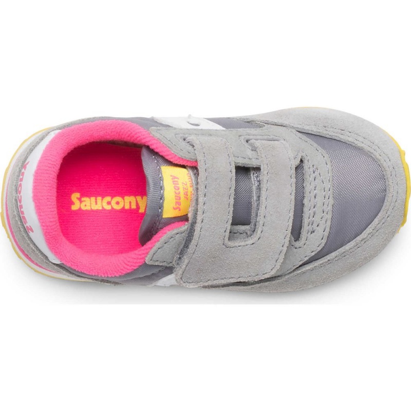 Saucony Baby Jazz Hook & Loop Sneaker Grey / Pink | 425098-SGO