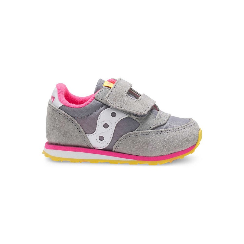 Saucony Baby Jazz Hook & Loop Sneaker Grey / Pink | 425098-SGO