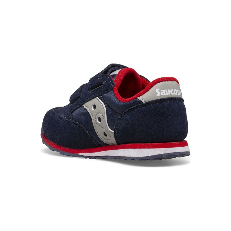 Saucony Baby Jazz Hook & Loop Sneaker Navy/Grey/Red | 274510-DVJ