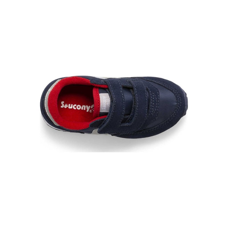 Saucony Baby Jazz Hook & Loop Sneaker Navy/Grey/Red | 274510-DVJ