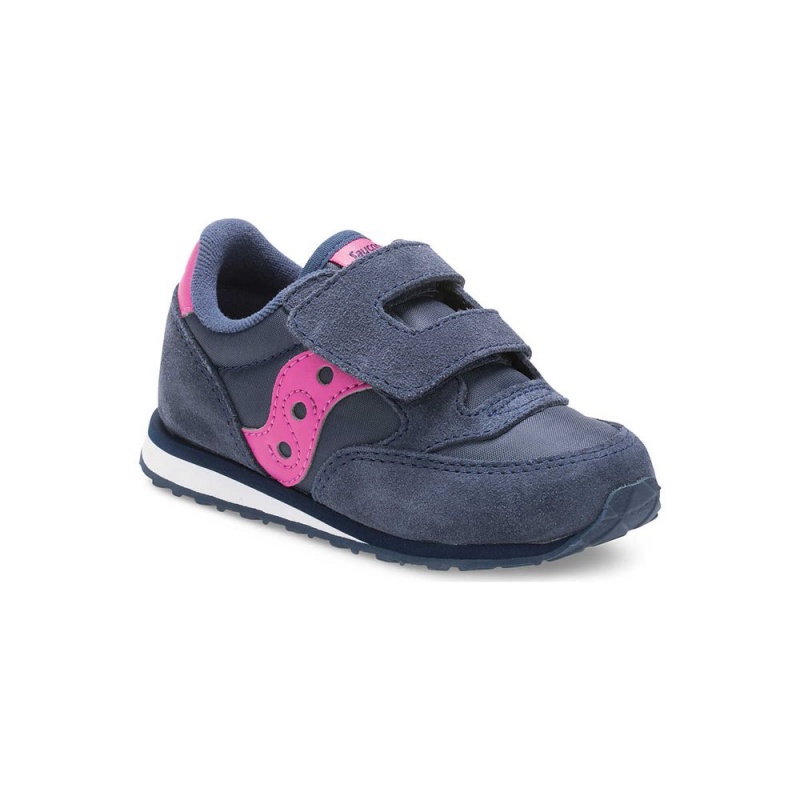 Saucony Baby Jazz Hook & Loop Sneaker Navy/Pink | 743605-JEN