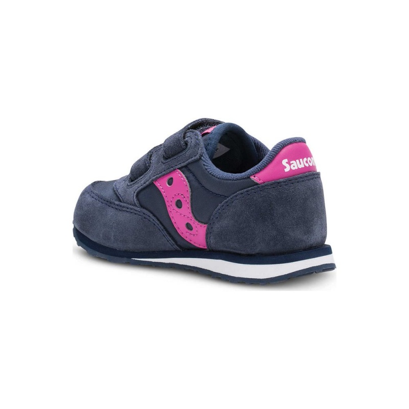 Saucony Baby Jazz Hook & Loop Sneaker Navy/Pink | 743605-JEN