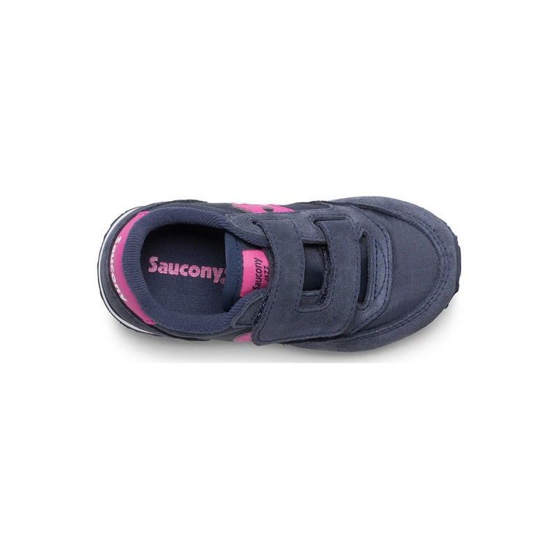 Saucony Baby Jazz Hook & Loop Sneaker Navy/Pink | 743605-JEN