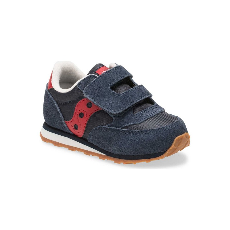 Saucony Baby Jazz Hook & Loop Sneaker Navy / Red | 183046-OKQ