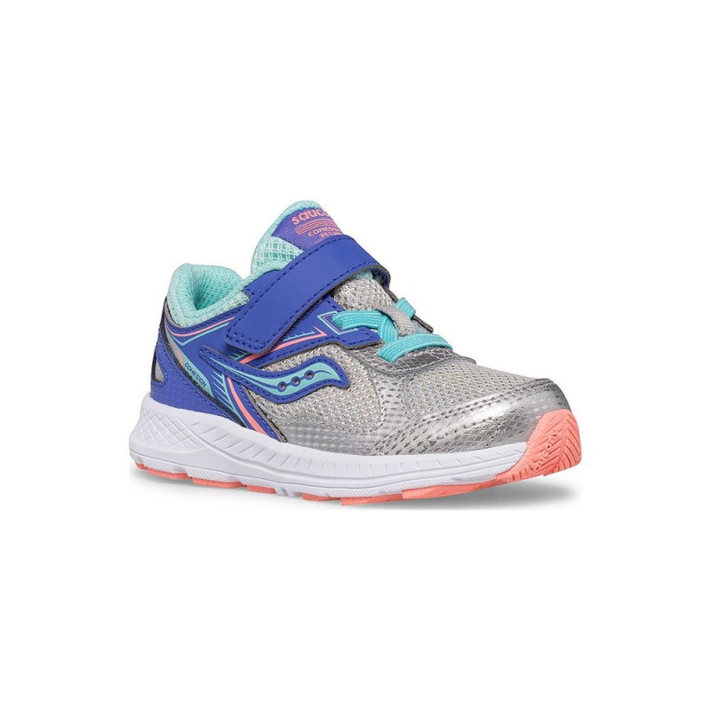 Saucony Cohesion 14 A/C Jr. Sneaker Silver/Periwinkle/Turq | 524086-DQO