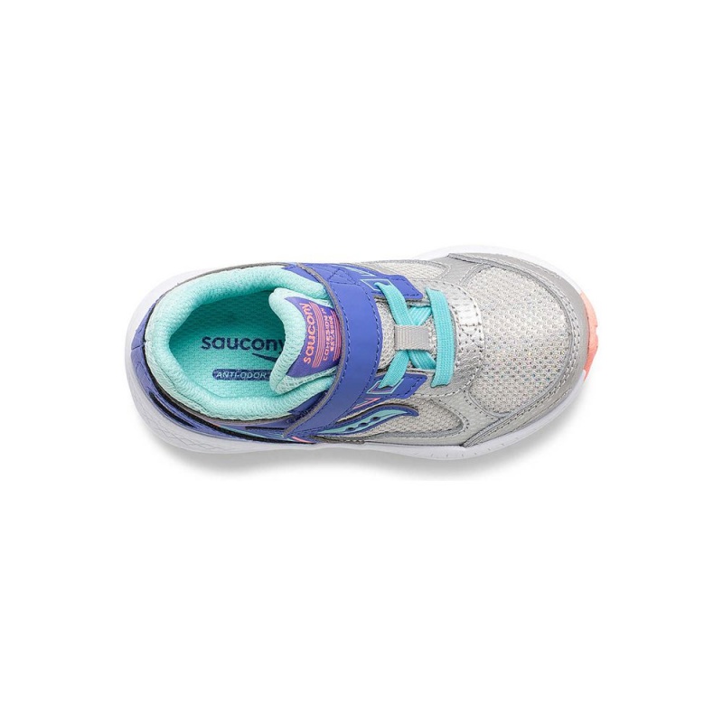 Saucony Cohesion 14 A/C Jr. Sneaker Silver/Periwinkle/Turq | 524086-DQO