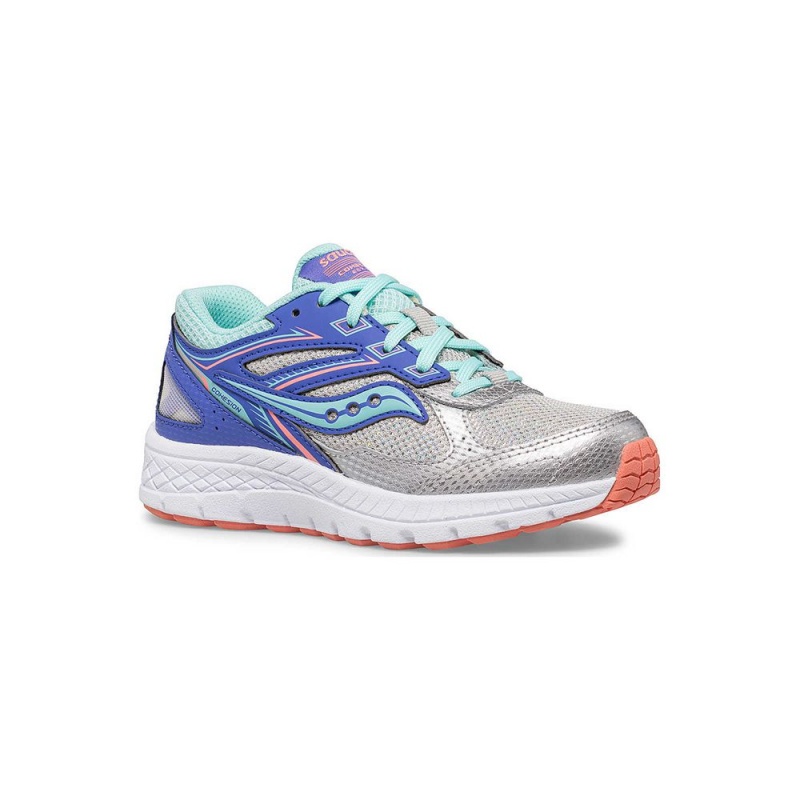 Saucony Cohesion 14 Lace Sneaker Silver/Periwinkle/Turq | 382179-LAZ