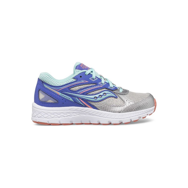 Saucony Cohesion 14 Lace Sneaker Silver/Periwinkle/Turq | 382179-LAZ