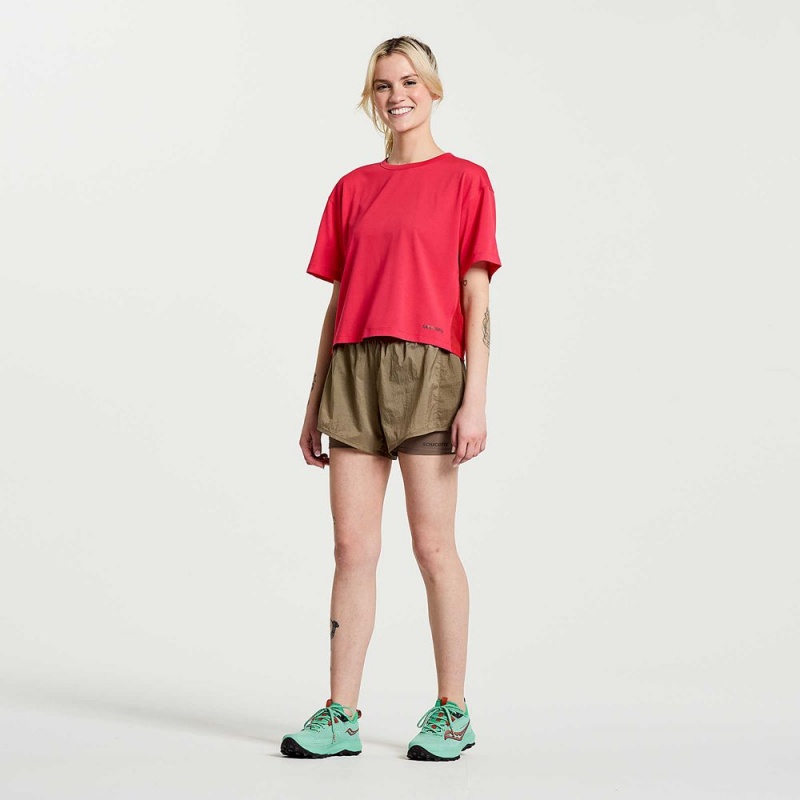 Saucony Elevate Short Sleeve Rose | 678239-NXD