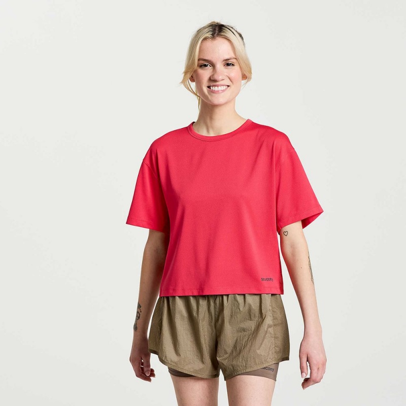 Saucony Elevate Short Sleeve Rose | 678239-NXD